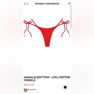 Monday Swimwear Chili Pepper Crinkle Bikini Bottom